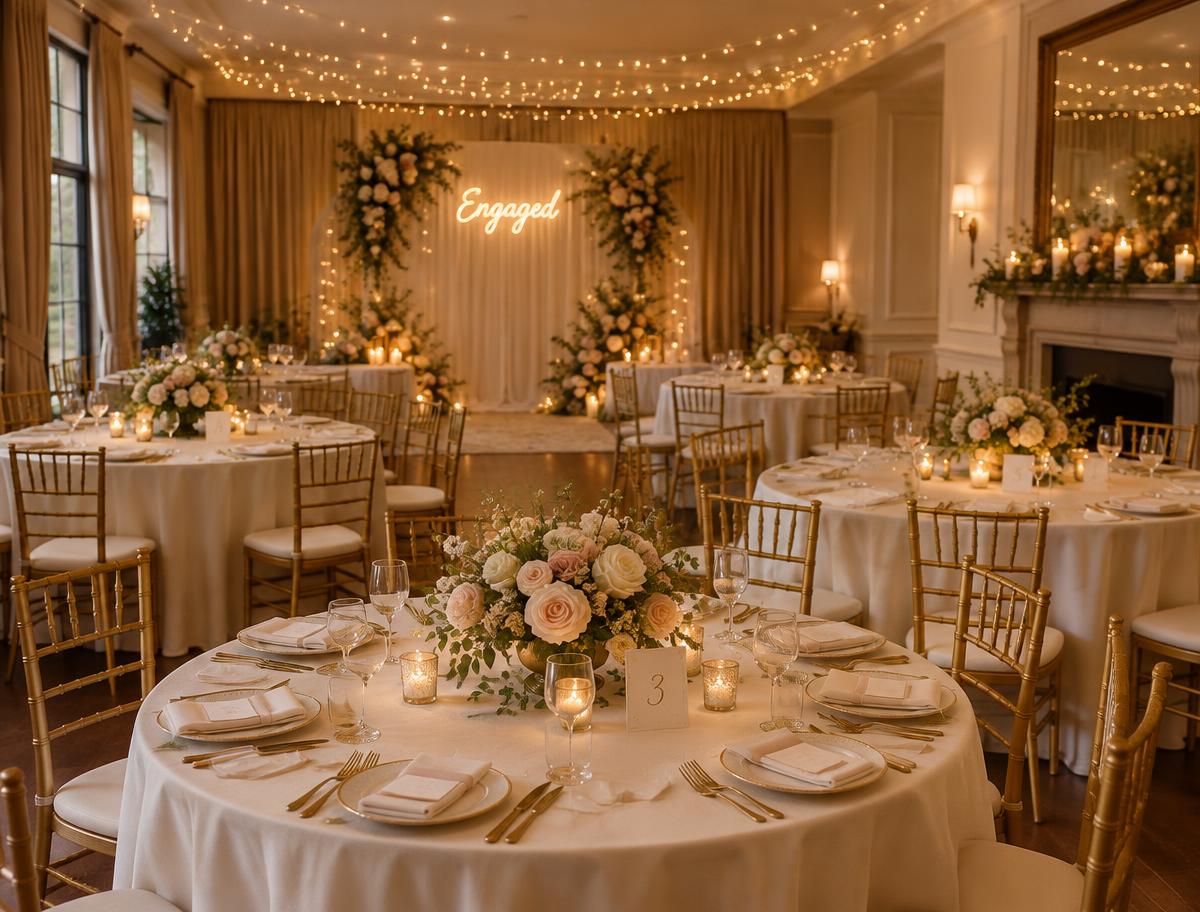 Hall B styled for a celebration (representative image)